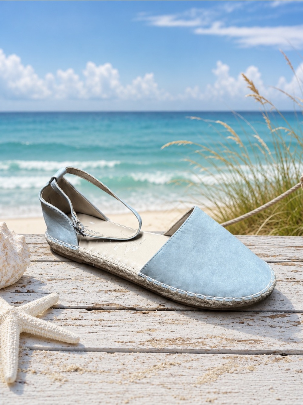 Forever 21 Powder Blue Espadrille Flat with Ankle Straps Faux Suede Size 11